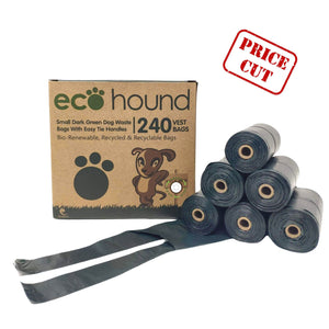 Ecohound 240 Small Eco-Friendly Dog Poop Bags with Handles - Green Coco