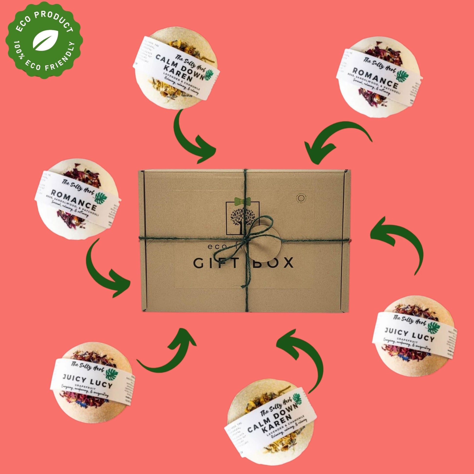 Gift Box - 6 Bath Bombs Set - Green Coco