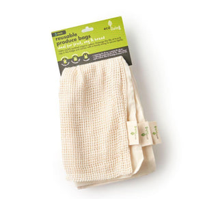 Reusable Organic Cotton Produce Bags - Set of 3 - Green Coco