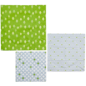 Reusable Plastic Free Food Wraps - Set of 3 - Green Coco