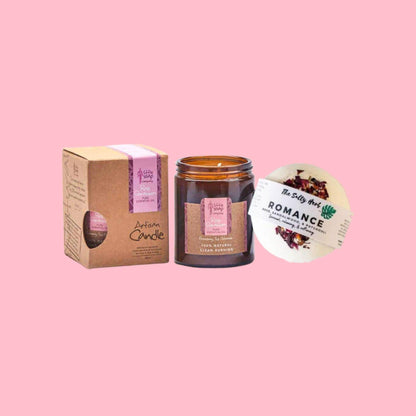 Romance Bath Set - Rose Geranium Candle & Rose Petals Bath Bomb - Green Coco