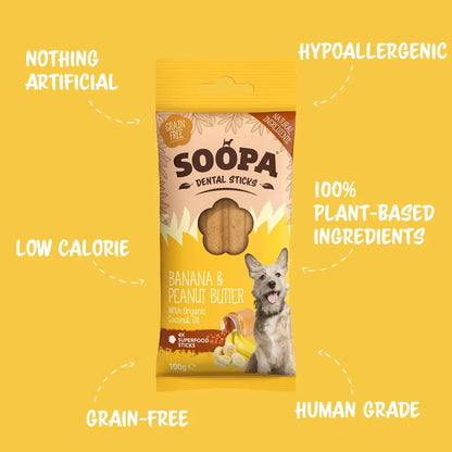 Soopa Dental Sticks - Banana & Peanut Butter - Green Coco