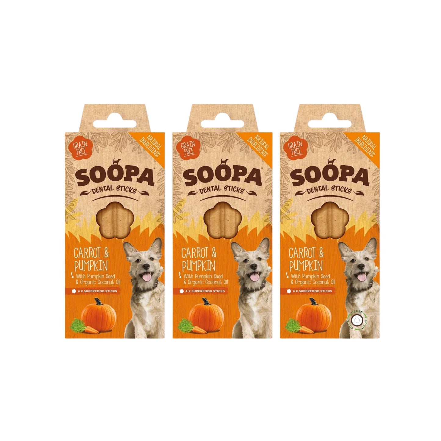 Soopa Dental Sticks - Carrot & Pumpkin - Green Coco